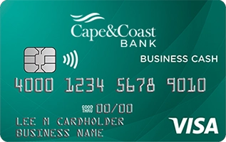 Image of Green 'VISA Business Cash Rewards' credit card.