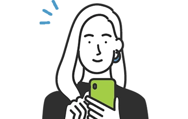An animated graphic of a woman using her phone