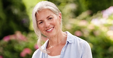 An older woman smiling