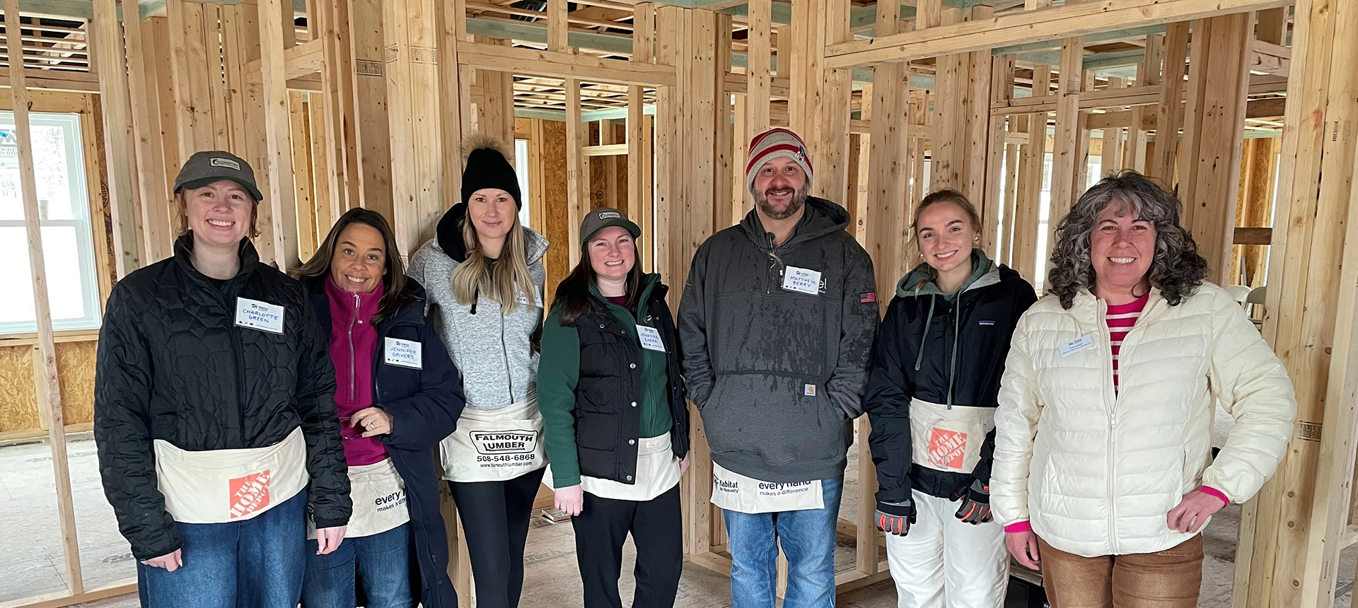 Volunteers at a construction site