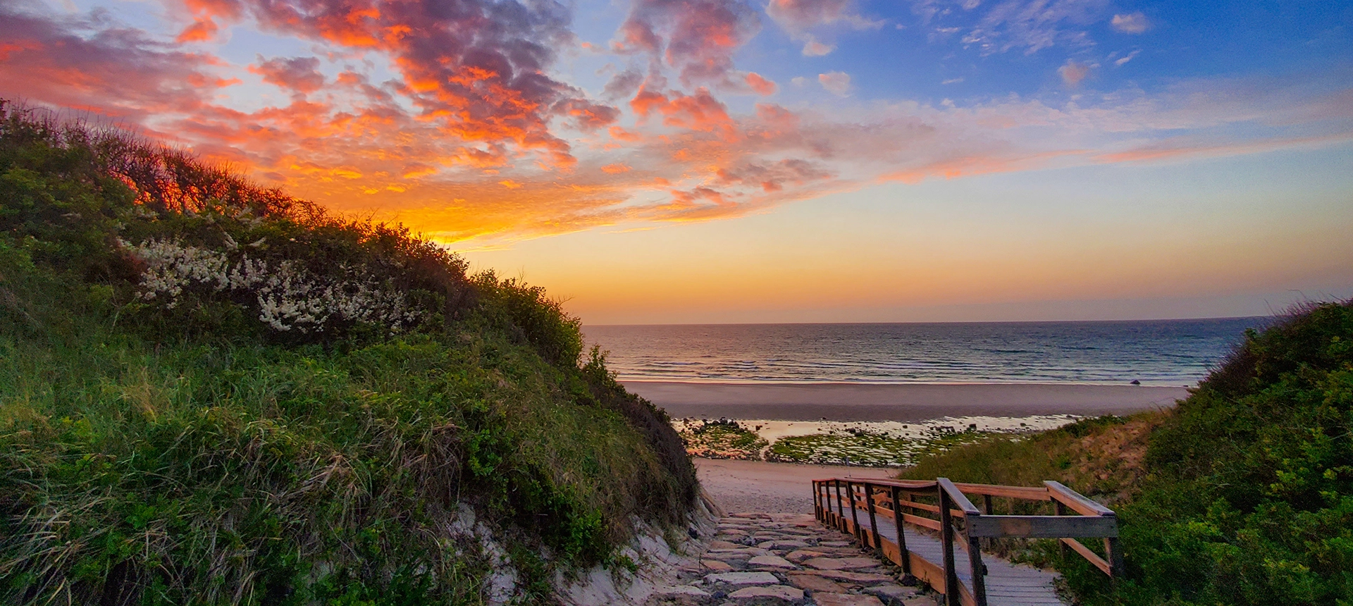 Image of a beach at sunset