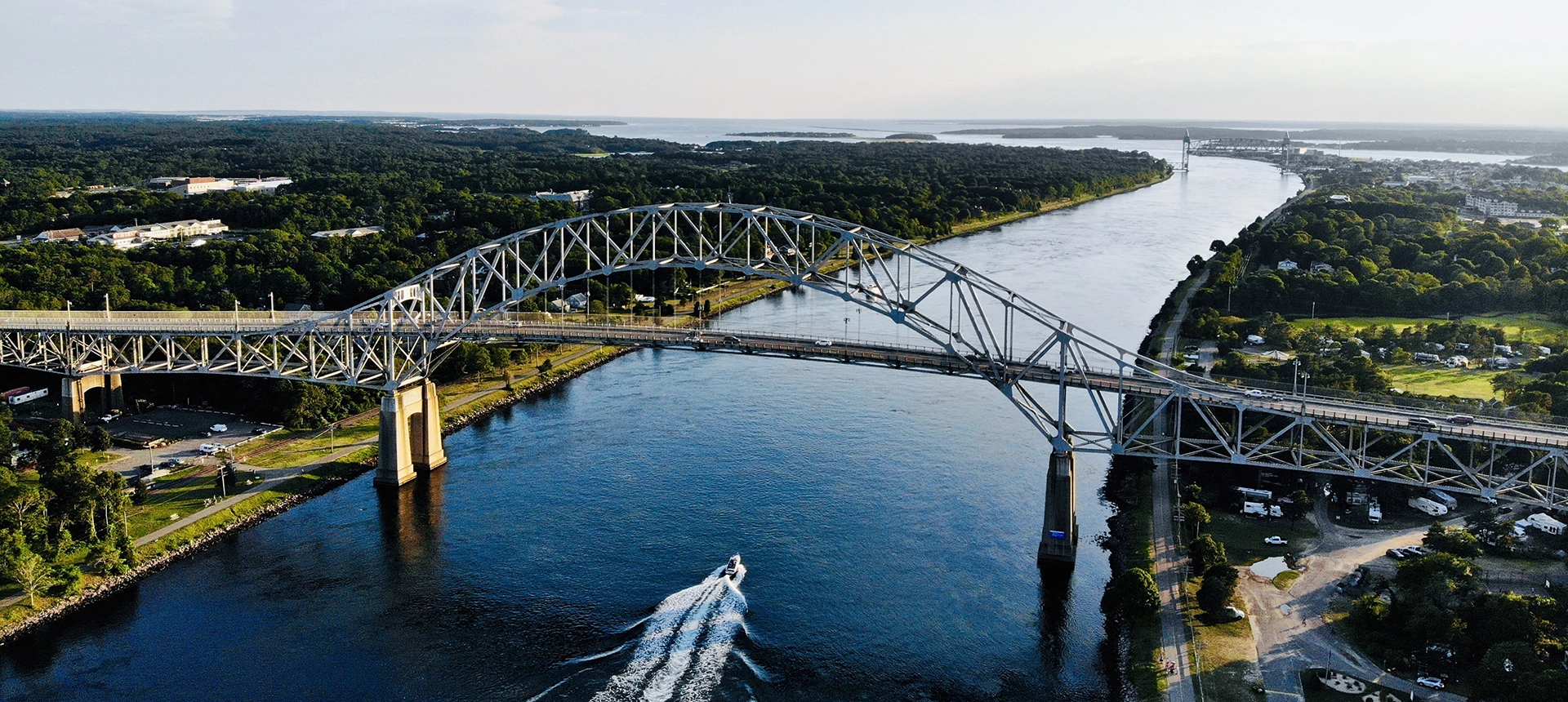 Birds eye view of Bourne Bridge