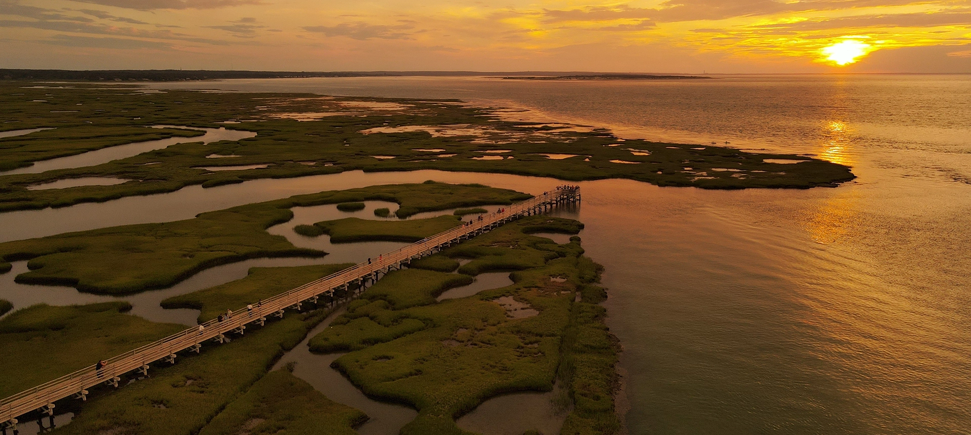Birds eye view of cape cod at sunset