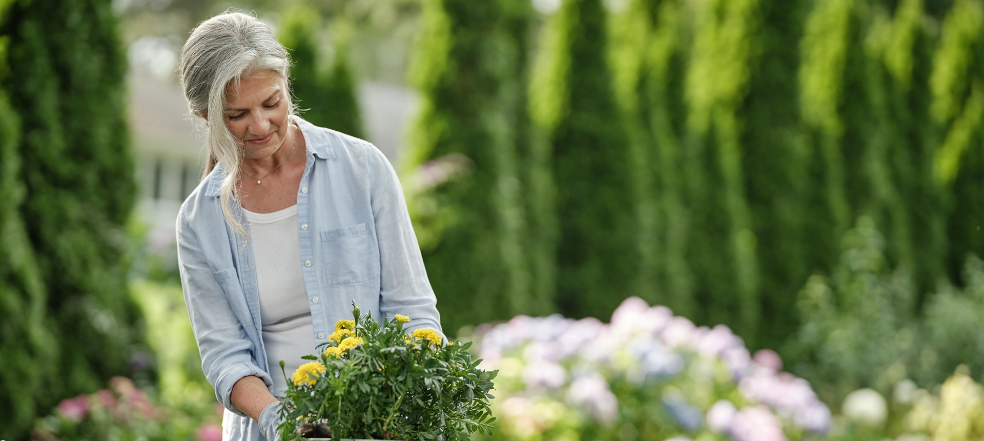 A woman gardening