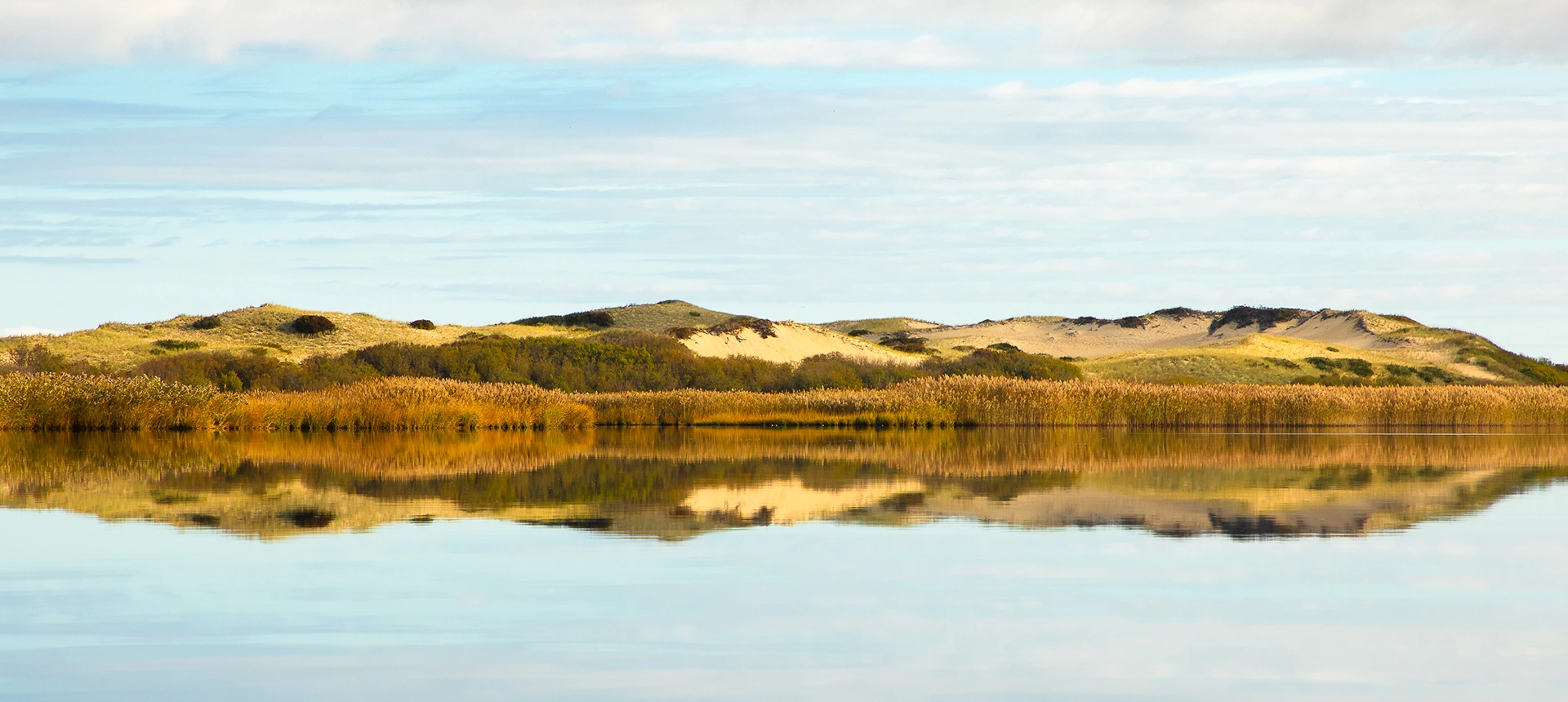 Mountains on the coast reflecting on the water