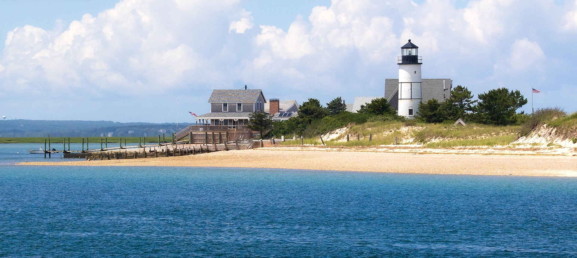 Sandy Point light house on the coast