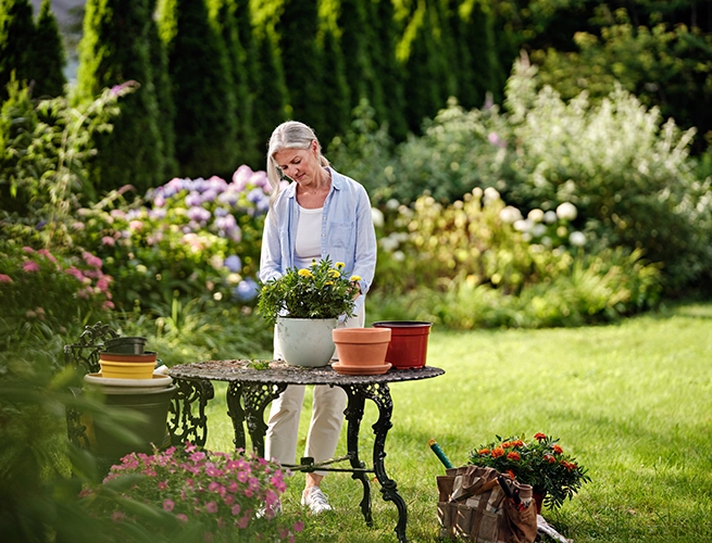 A woman gardening