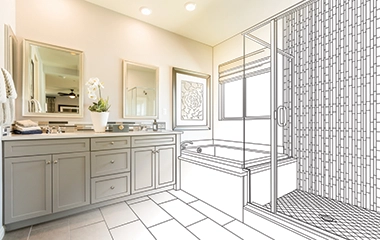 Blue prints of a bathroom