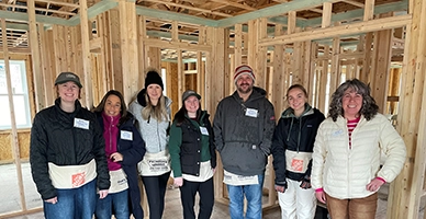 Volunteers in a construction site