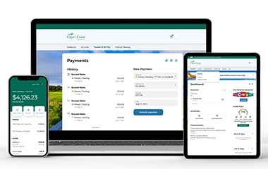multiple devices showing the Cape & Coast Bank website