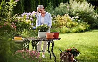 A woman gardening