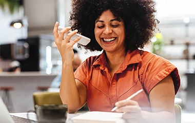 A woman talking on the phone
