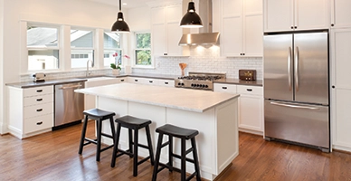 A view of an updated modern kitchen