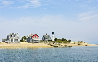 Cape Cod houses on the coast