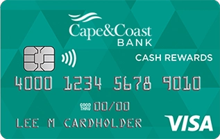 Green 'VISA Cash Rewards' credit card